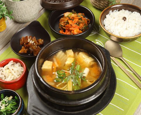 Vegan Korean food Bean paste stew